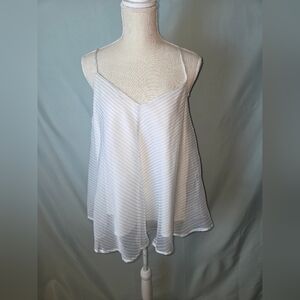 Eri + Ali by Anthropologie Sleeveless V-neck Gray/White Striped Camisole Sz L